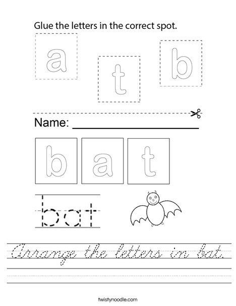 Arrange the letters in bat Worksheet