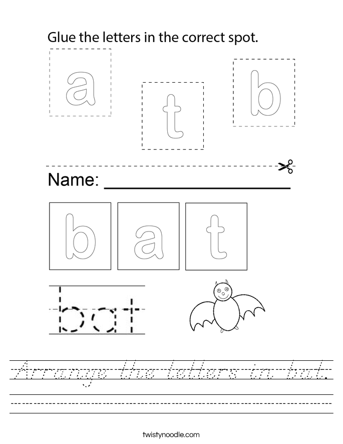 Arrange the letters in bat. Worksheet