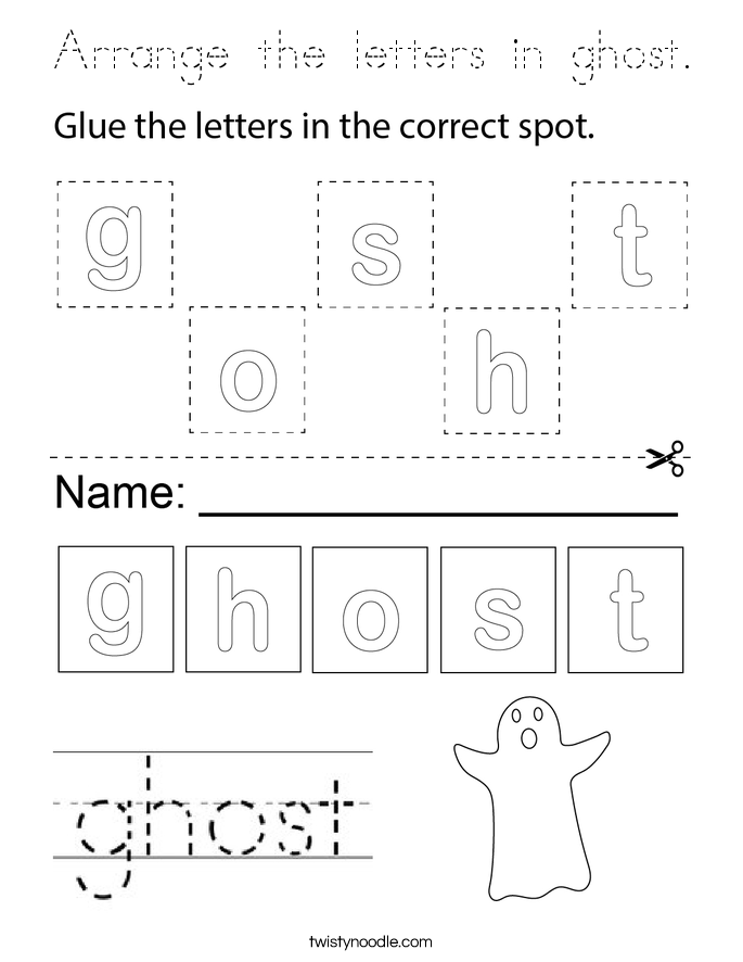 Arrange the letters in ghost. Coloring Page
