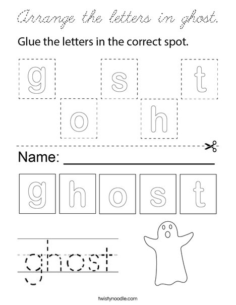 Arrange the letters in ghost. Coloring Page