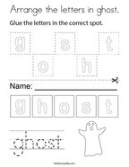 Arrange the letters in ghost Coloring Page