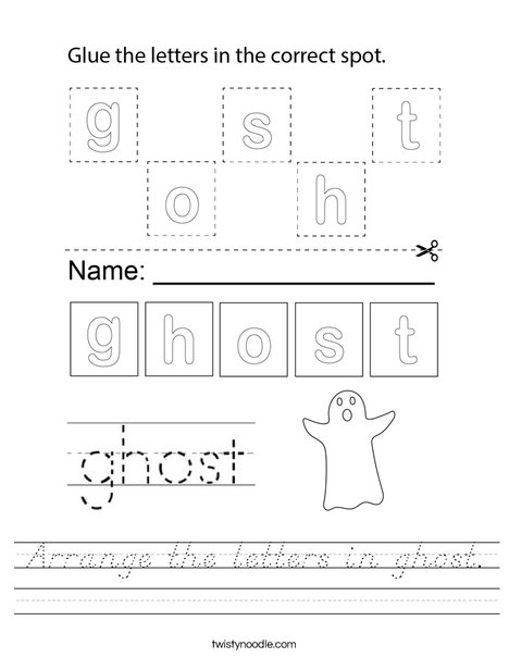 Arrange the letters in ghost. Worksheet