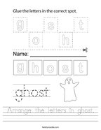 Arrange the letters in ghost Handwriting Sheet