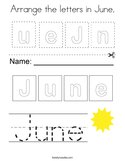 Arrange the letters in June Coloring Page