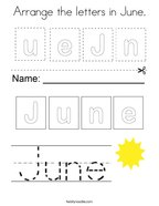 Arrange the letters in June Coloring Page