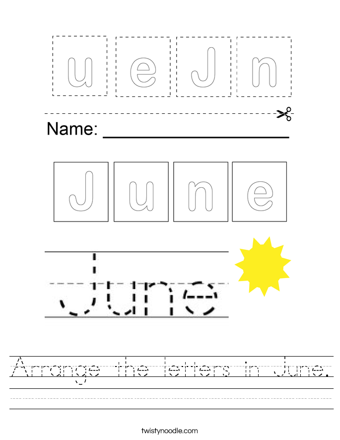 Arrange the letters in June. Worksheet