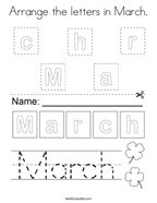 Arrange the letters in March Coloring Page