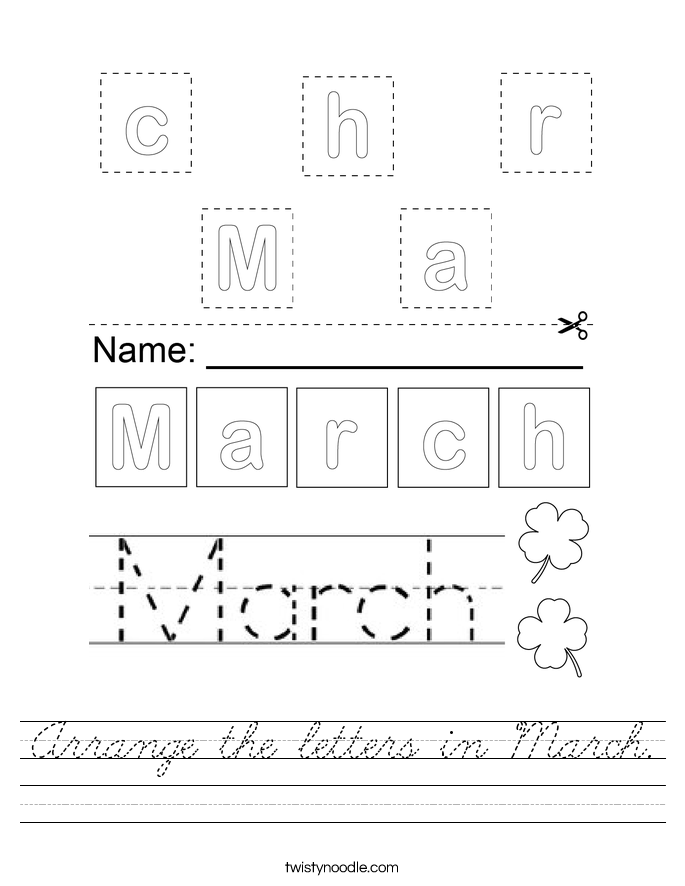 Arrange the letters in March. Worksheet