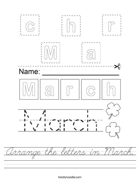 Arrange the letters in March. Worksheet