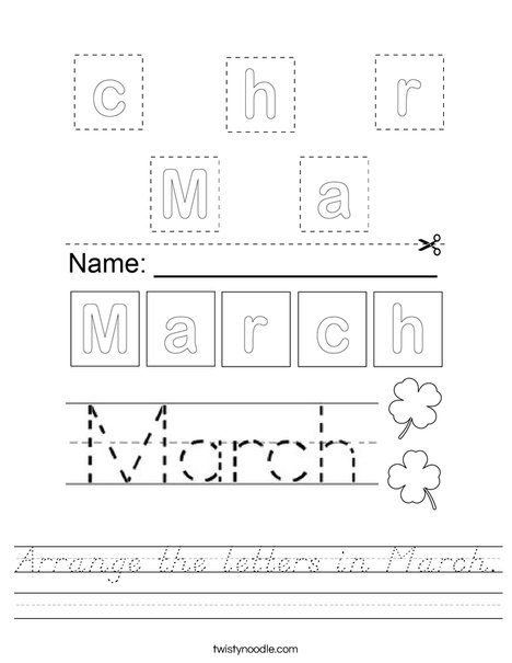 Arrange the letters in March. Worksheet