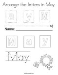 Arrange the letters in May. Coloring Page