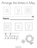 Arrange the letters in May Coloring Page