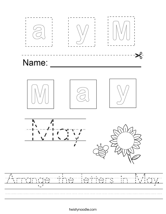 Arrange the letters in May. Worksheet