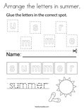 Arrange the letters in summer. Coloring Page
