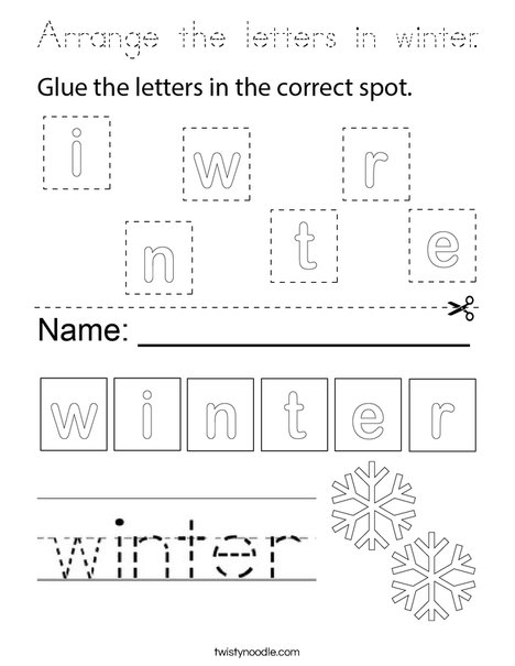 Arrange the letters in winter. Coloring Page