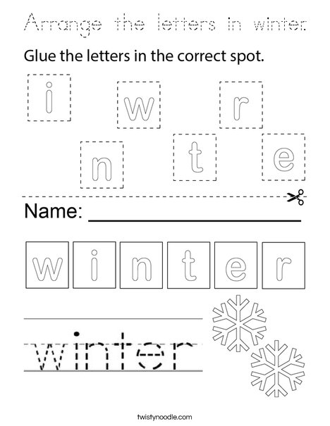 Arrange the letters in winter. Coloring Page