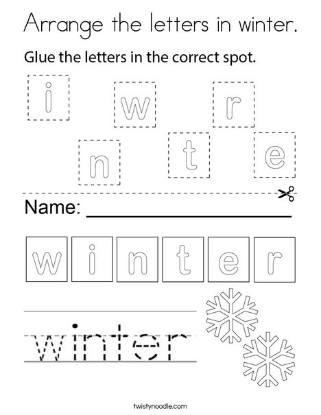 Arrange the letters in winter. Coloring Page