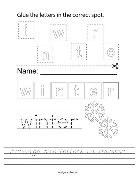Arrange the letters in winter. Worksheet