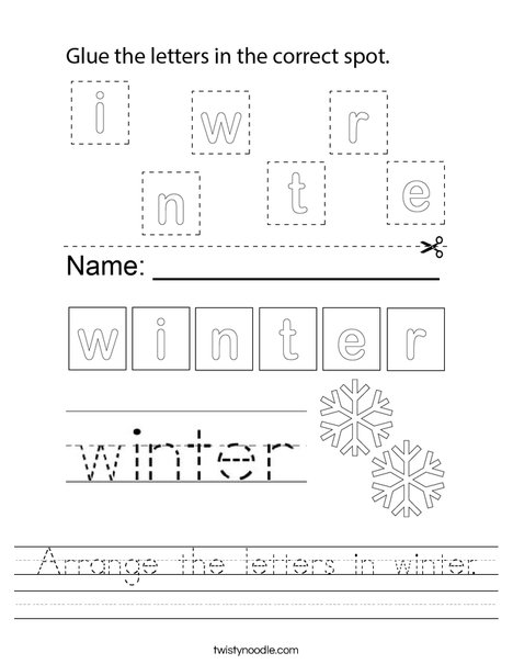 Arrange the letters in winter. Worksheet