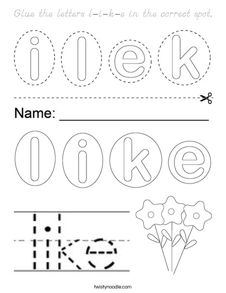 Arrange the letters l-i-k-e. Coloring Page