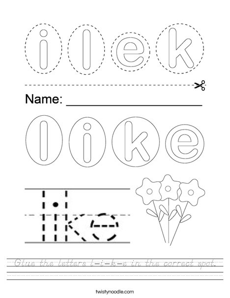 Arrange the letters l-i-k-e. Worksheet