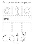 Arrange the letters to spell cat Coloring Page