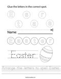 Arrange the letters to spell Easter. Worksheet
