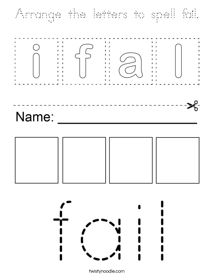 Arrange the letters to spell fail. Coloring Page