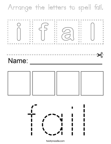 Arrange the letters to spell fail. Coloring Page
