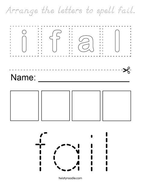 Arrange the letters to spell fail. Coloring Page