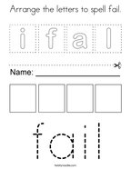 Arrange the letters to spell fail Coloring Page