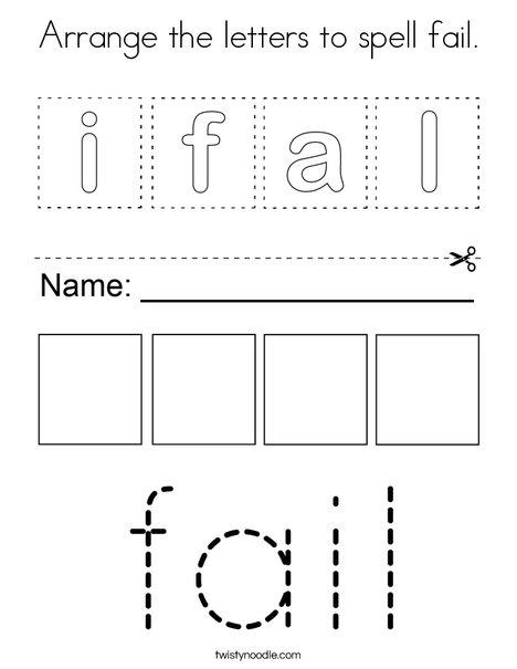 Arrange the letters to spell fail. Coloring Page