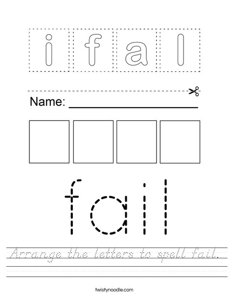 Arrange the letters to spell fail. Worksheet