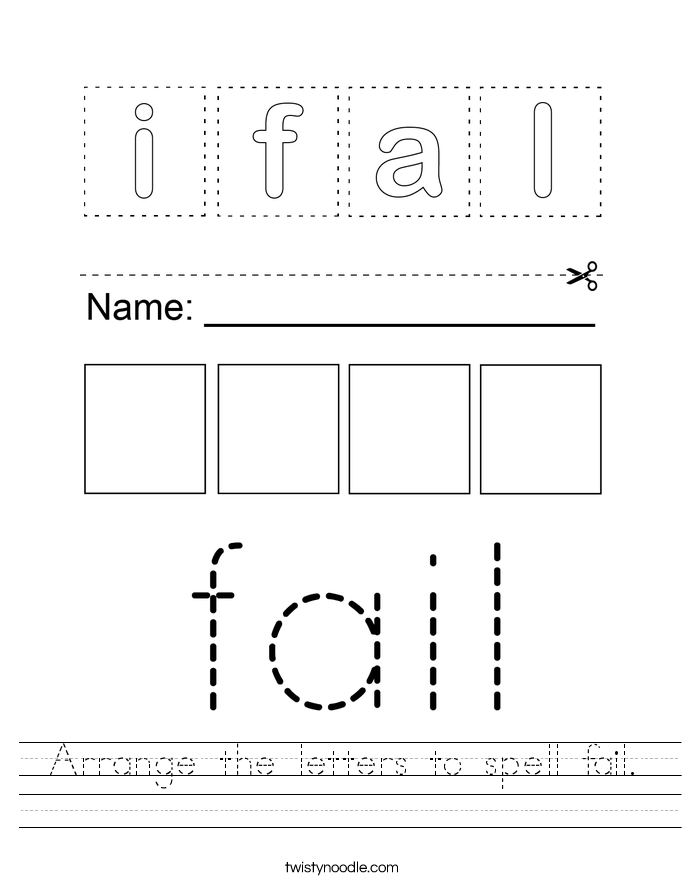 Arrange the letters to spell fail. Worksheet