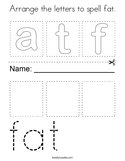 Arrange the letters to spell fat Coloring Page