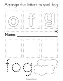 Arrange the letters to spell fog Coloring Page