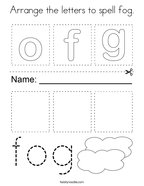 Arrange the letters to spell fog Coloring Page