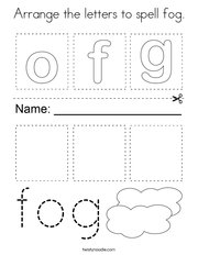 Arrange the letters to spell fog Coloring Page