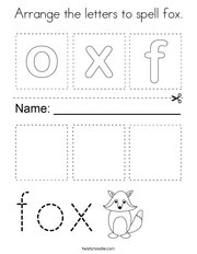 Arrange the letters to spell fox Coloring Page