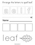 Arrange the letters to spell leaf. Coloring Page
