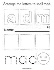 Arrange the letters to spell mad Coloring Page