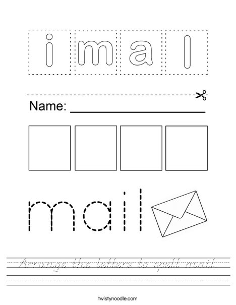 Arrange the letters to spell mail. Worksheet