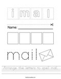 Arrange the letters to spell mail. Worksheet