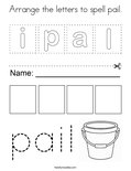Arrange the letters to spell pail. Coloring Page