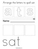 Arrange the letters to spell sat Coloring Page