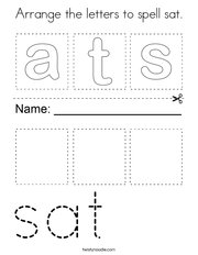 Arrange the letters to spell sat Coloring Page