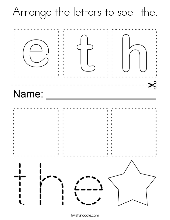 Arrange the letters to spell the. Coloring Page