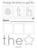 Arrange the letters to spell the. Coloring Page