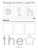 Arrange the letters to spell the Coloring Page