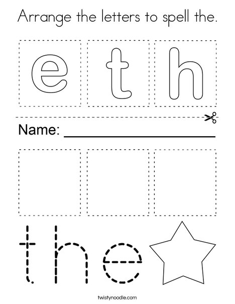 Arrange the letters to spell the. Coloring Page
